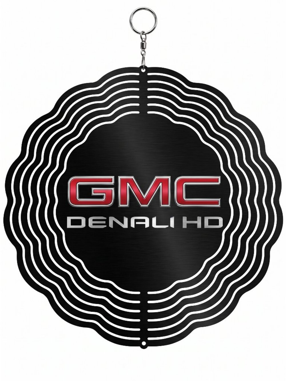 10" GMC Denali HD Logo Kinetic Wind Spinner - Black Metal Hanging Yard Decor